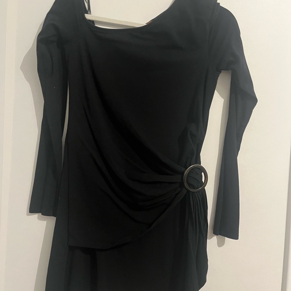 Off the shoulder free people Black Dress with Ring Detail‎